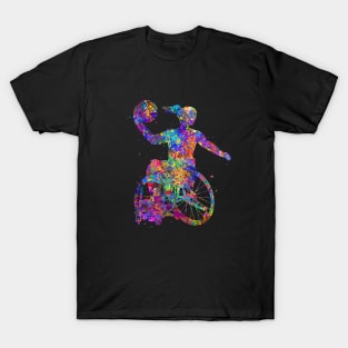 Wheelchair basketball girl watercolor T-Shirt